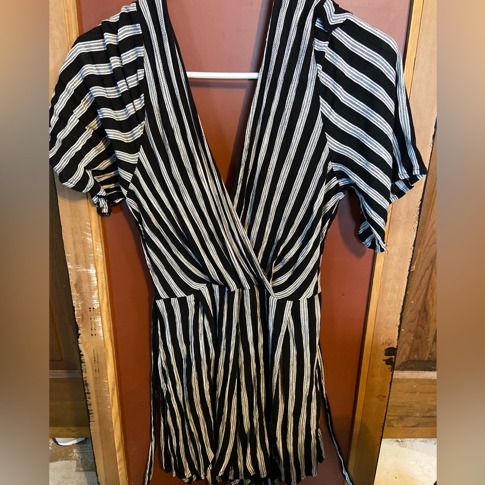 Black and white striped romper
